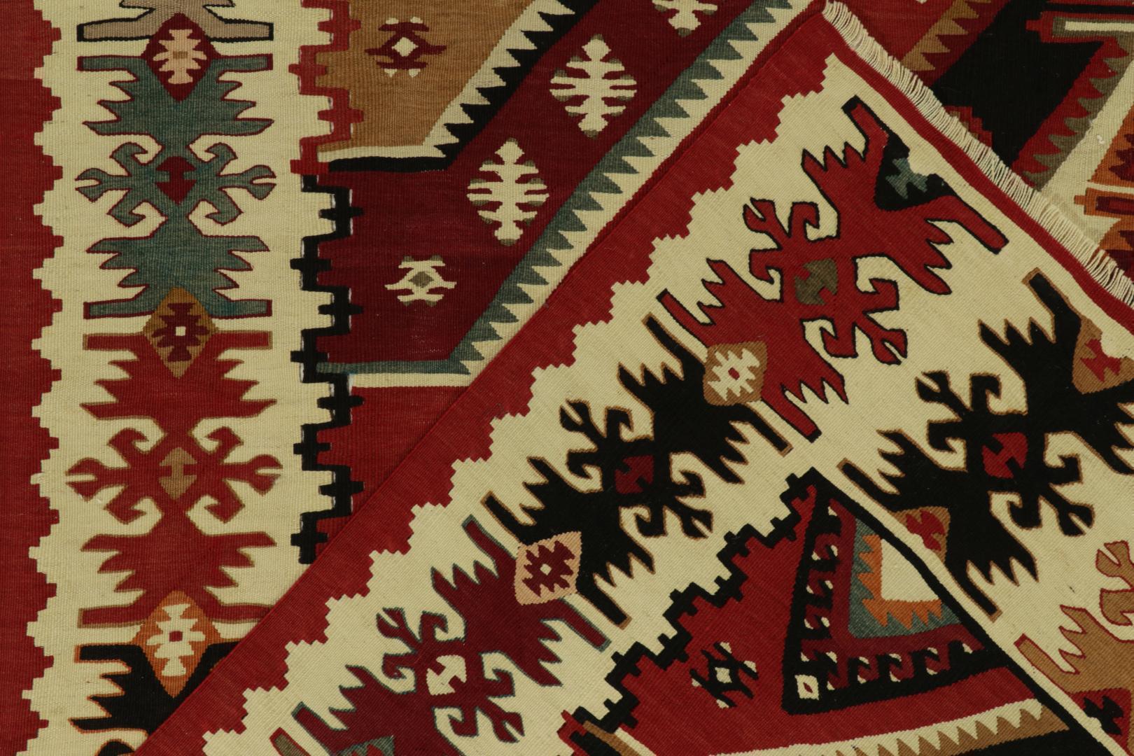 Handwoven Vintage Mid-Century Kilim Rug in Red Geometric All Over Pattern 23638, available at Rug & Kilim