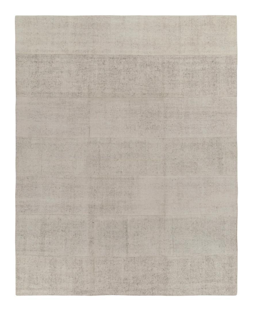 Vintage Kilim Rug in Salt and Pepper White and Black, Panel Woven, available at Rug & Kilim
