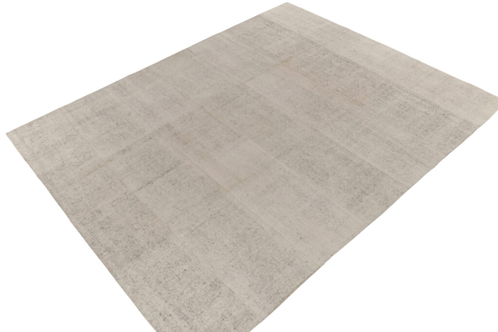 Vintage Kilim Rug in Salt and Pepper White and Black, Panel Woven, available at Rug & Kilim