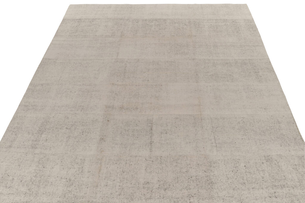 Vintage Kilim Rug in Salt and Pepper White and Black, Panel Woven, available at Rug & Kilim