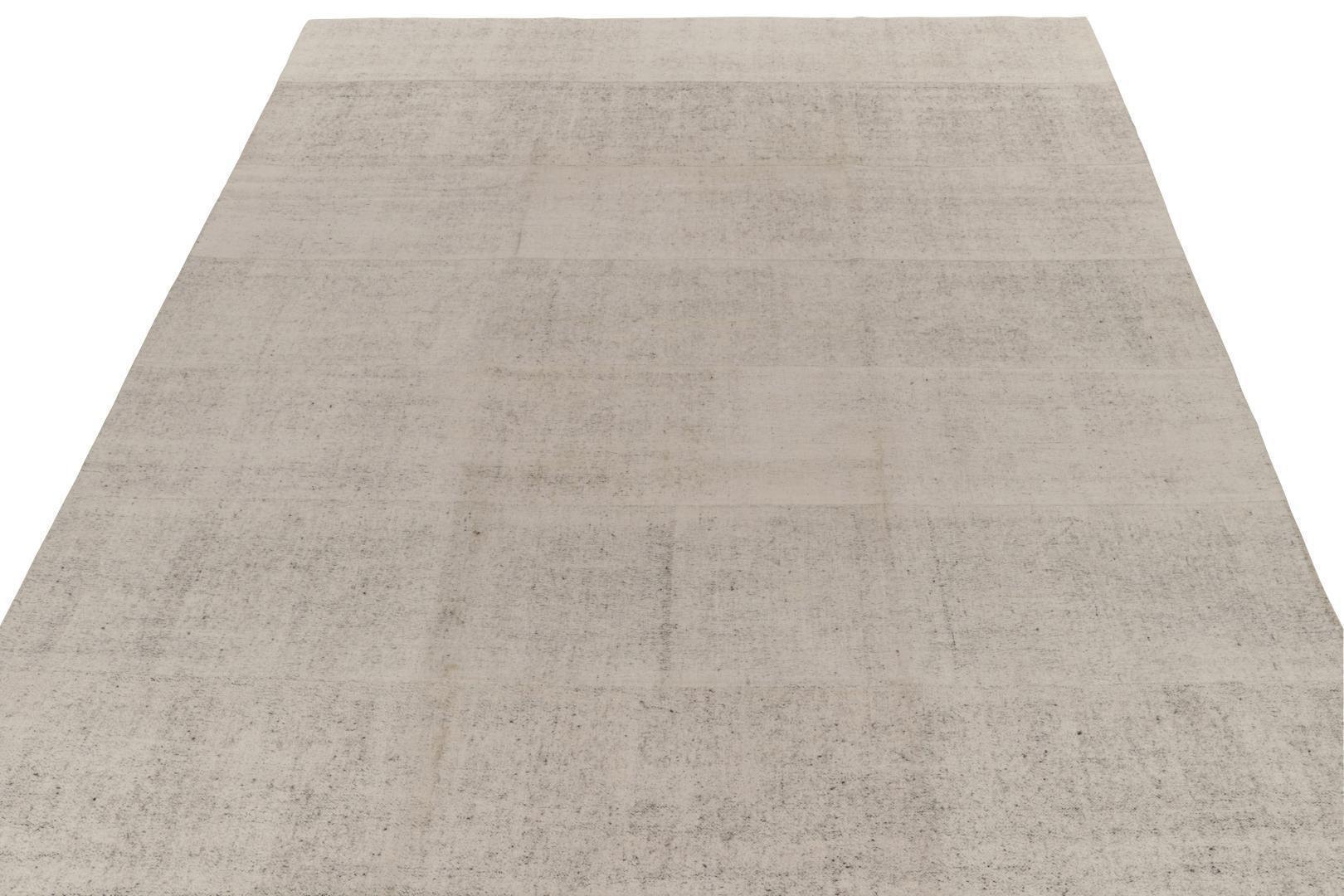 Vintage Kilim Rug in Salt and Pepper White and Black, Panel Woven, available at Rug & Kilim