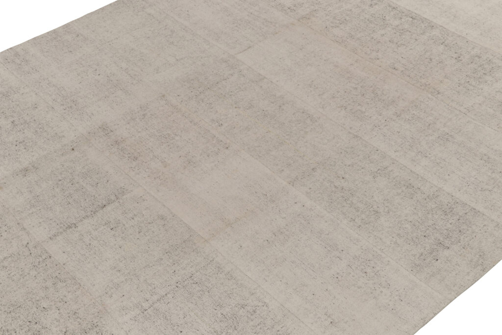 Vintage Kilim Rug in Salt and Pepper White and Black, Panel Woven, available at Rug & Kilim