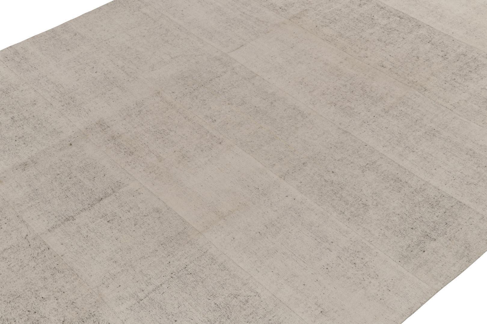 Vintage Kilim Rug in Salt and Pepper White and Black, Panel Woven, available at Rug & Kilim