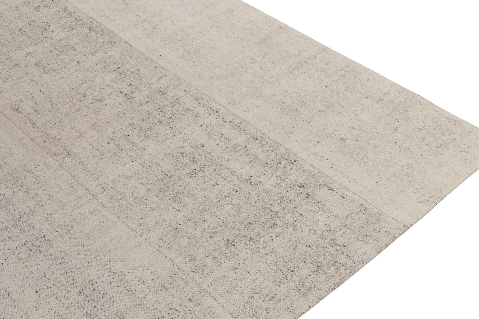 Vintage Kilim Rug in Salt and Pepper White and Black, Panel Woven, available at Rug & Kilim