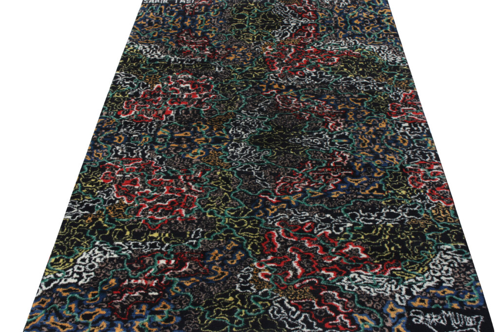 Vintage 1960s Art Deco Rug in Black, Green All Over Pattern - Signature Piece, available at Rug & Kilim