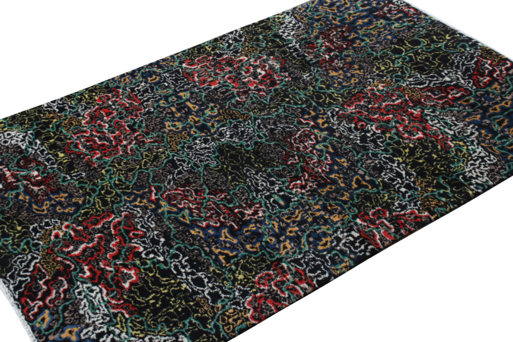 Vintage 1960s Art Deco Rug in Black, Green All Over Pattern - Signature Piece, available at Rug & Kilim