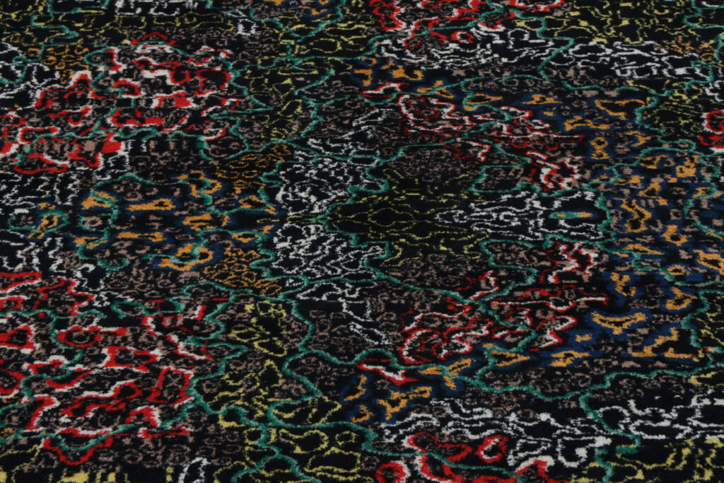 Vintage 1960s Art Deco Rug in Black, Green All Over Pattern - Signature Piece, available at Rug & Kilim