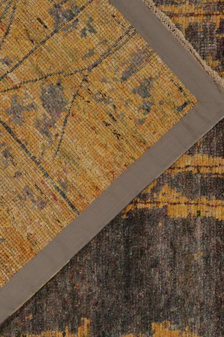 Rug & Kilim’s Abstract rug in Gold, Gray and Blue Layered Patterns