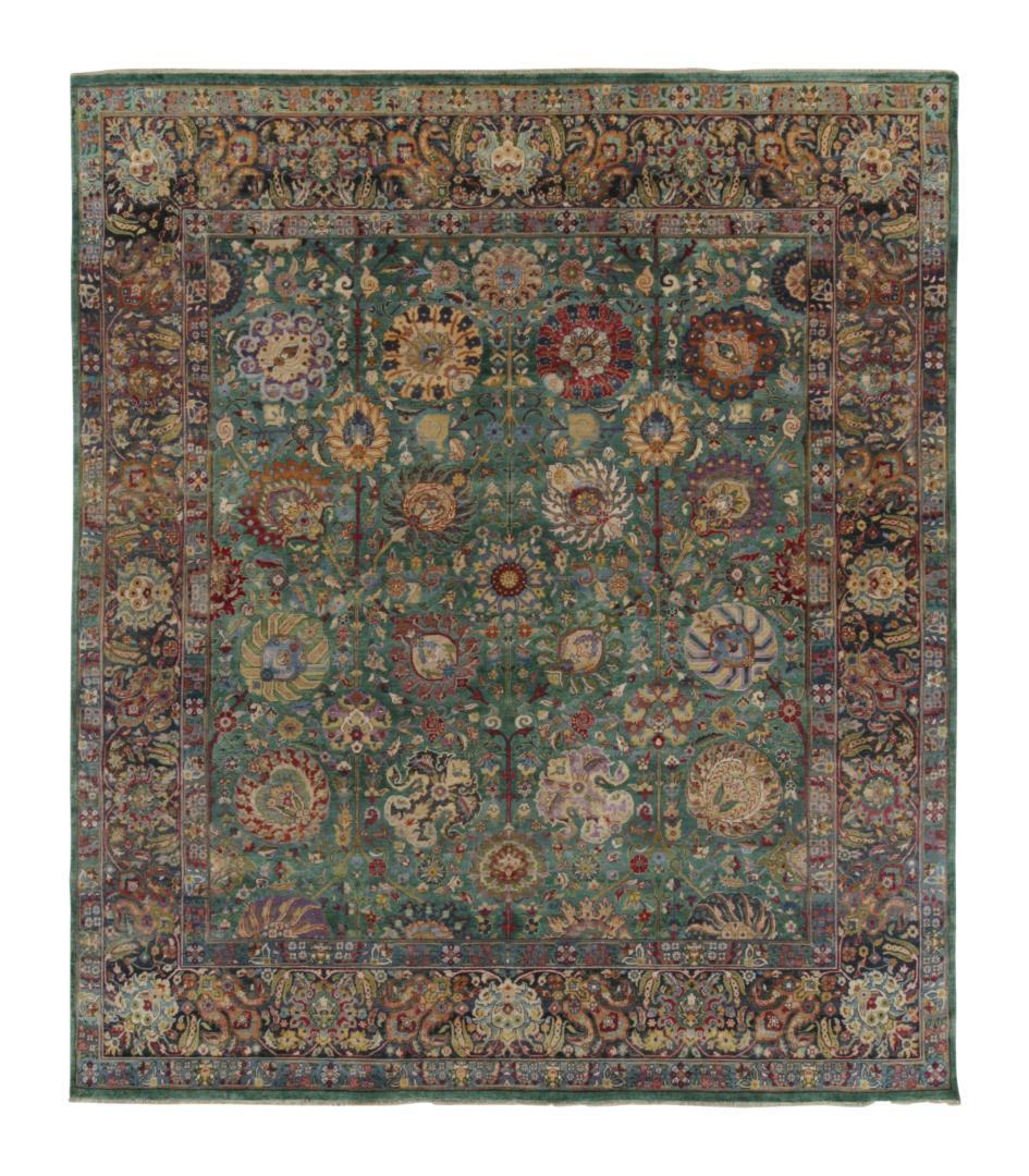 Rug & Kilim’s Classic Garden style Rug in Green, Blue and Polychromatic Florals