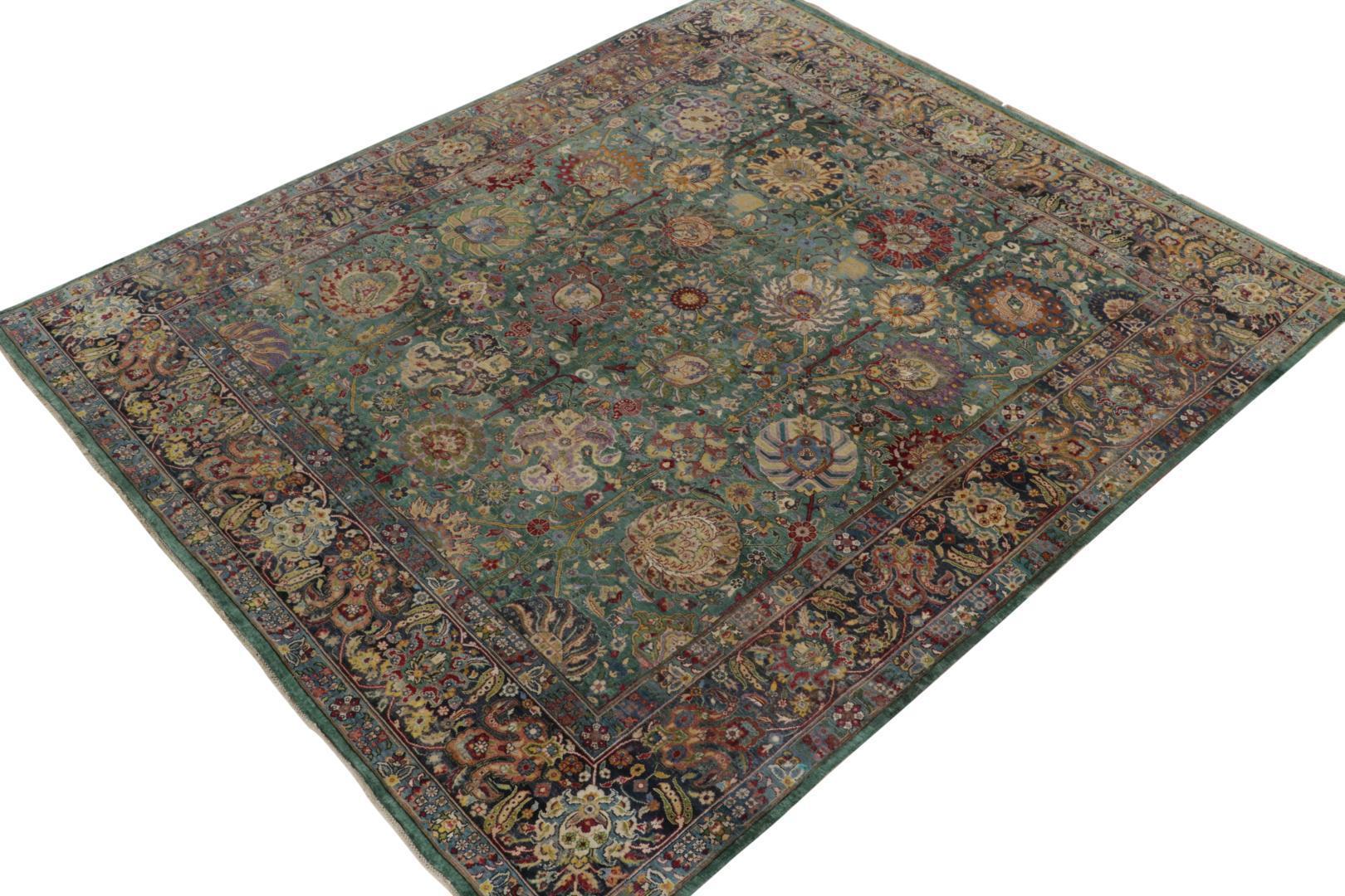 Rug & Kilim’s Classic Garden style Rug in Green, Blue and Polychromatic Florals
