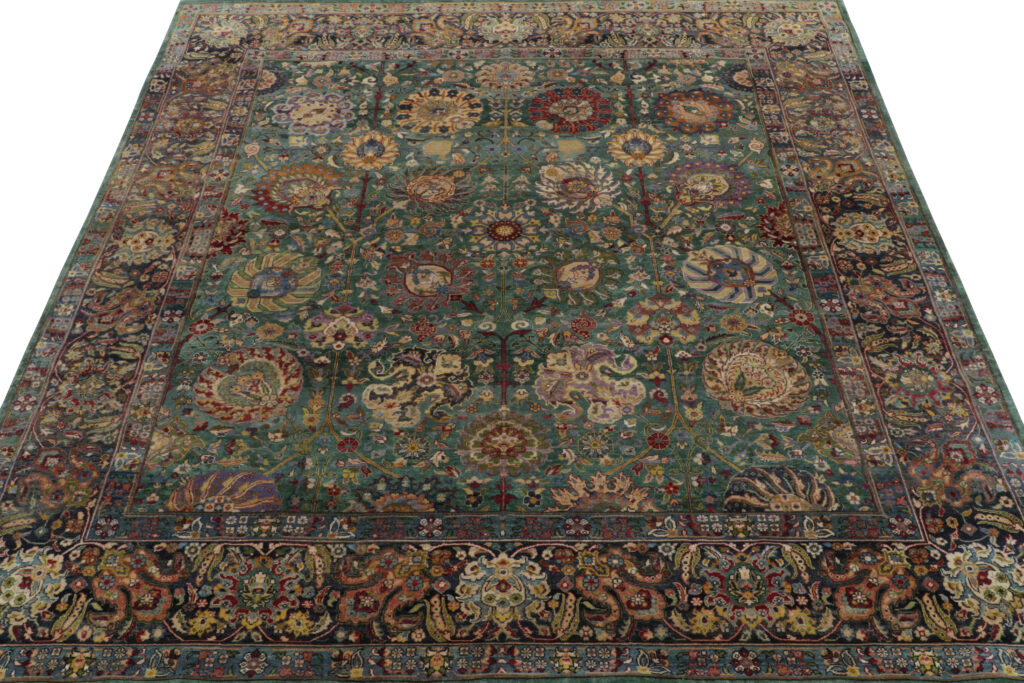 Rug & Kilim’s Classic Garden style Rug in Green, Blue and Polychromatic Florals