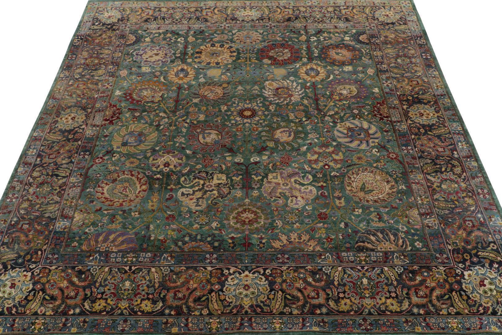 Rug & Kilim’s Classic Garden style Rug in Green, Blue and Polychromatic Florals