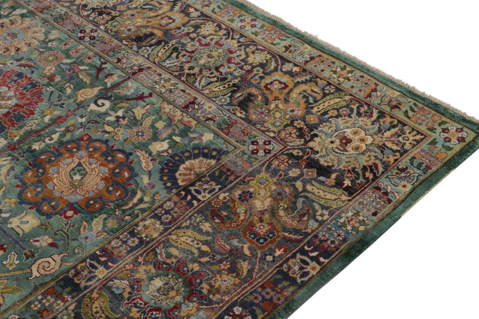 Rug & Kilim’s Classic Garden style Rug in Green, Blue and Polychromatic Florals