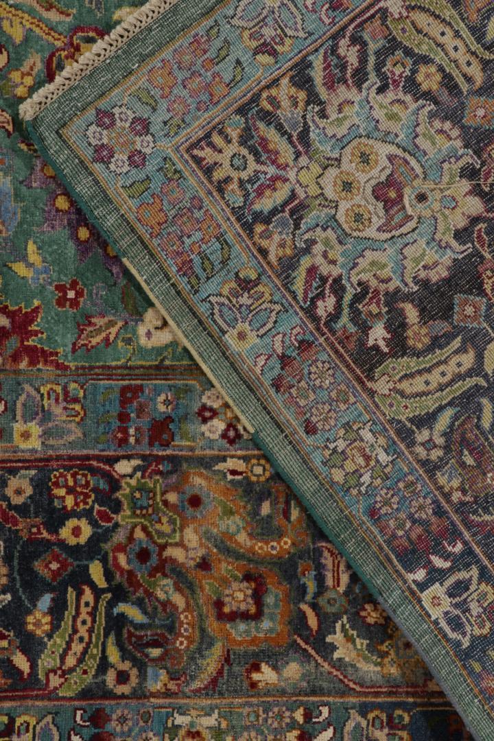 Rug & Kilim’s Classic Garden style Rug in Green, Blue and Polychromatic Florals