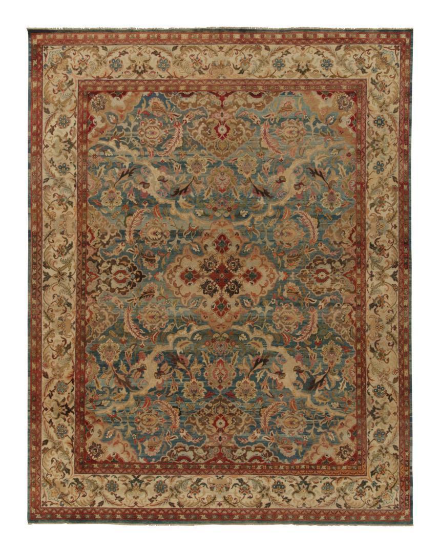 Rug & Kilim’s Classic Persian style rug in Blue and Beige-Brown Floral Patterns