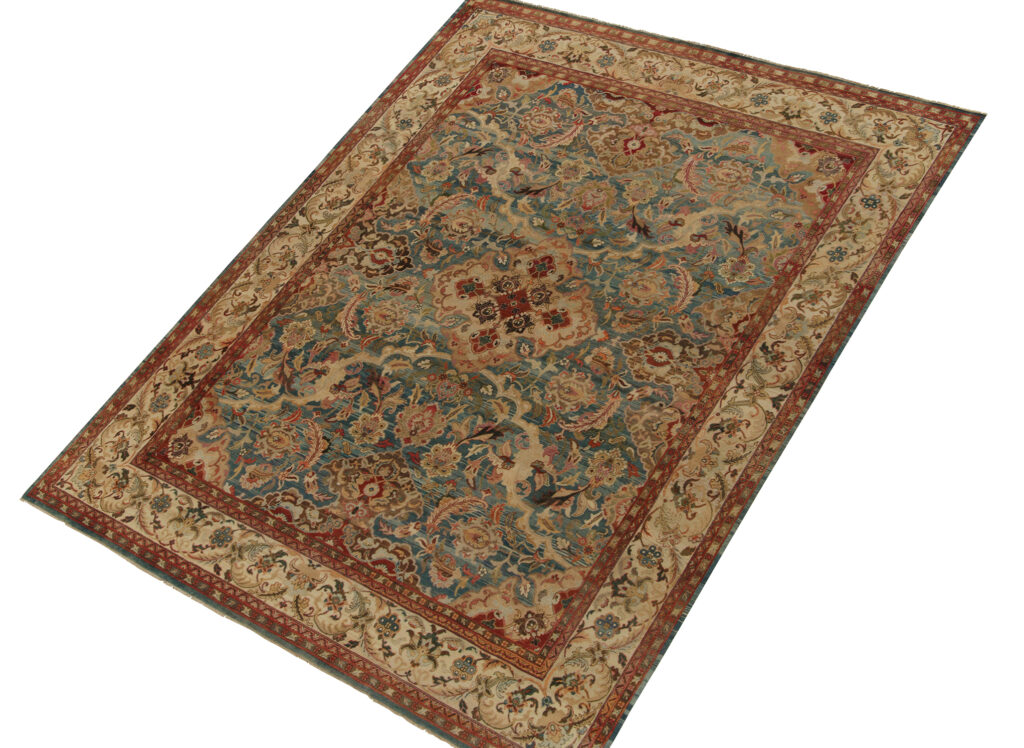 Rug & Kilim’s Classic Persian style rug in Blue and Beige-Brown Floral Patterns