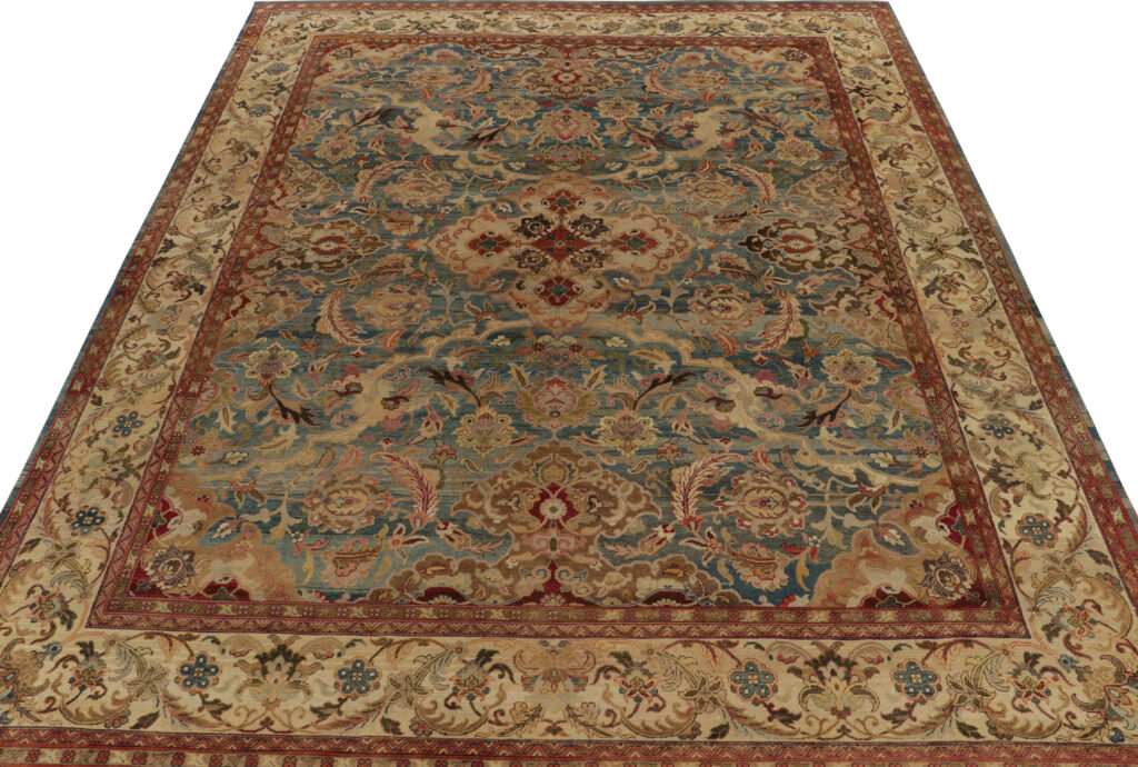 Rug & Kilim’s Classic Persian style rug in Blue and Beige-Brown Floral Patterns