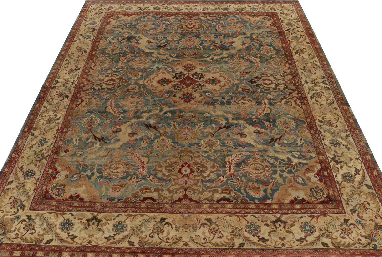 Rug & Kilim’s Classic Persian style rug in Blue and Beige-Brown Floral Patterns