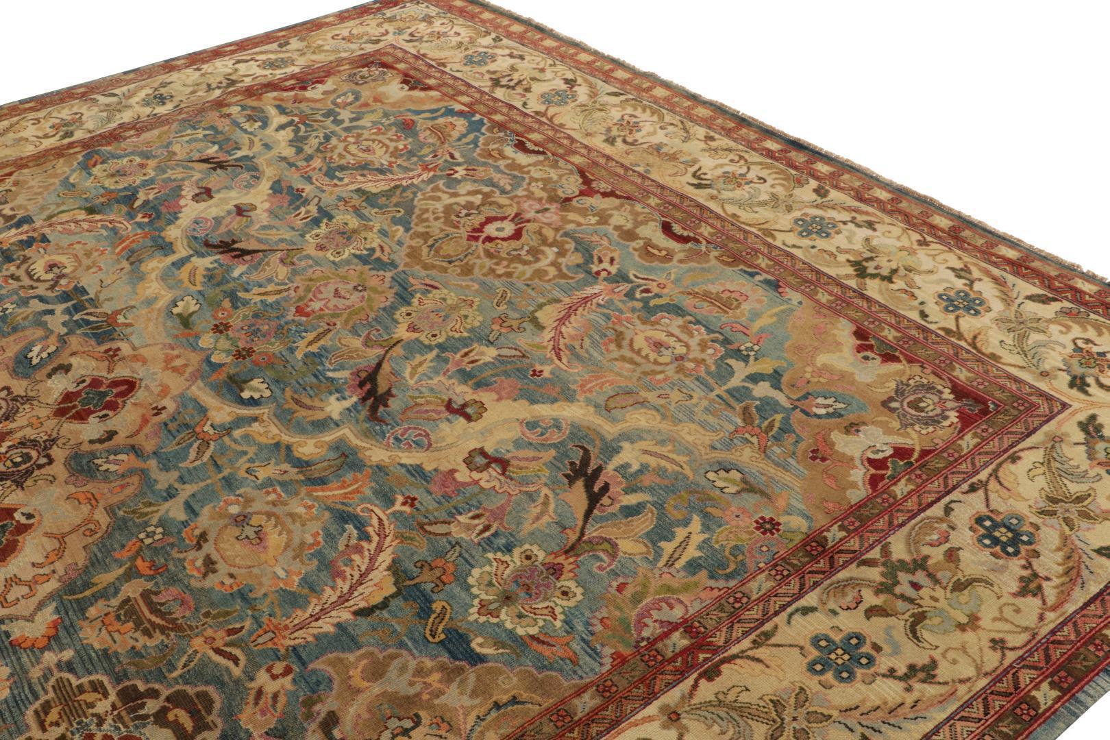 Rug & Kilim’s Classic Persian style rug in Blue and Beige-Brown Floral Patterns
