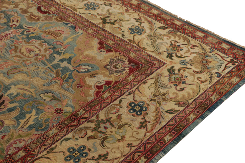 Rug & Kilim’s Classic Persian style rug in Blue and Beige-Brown Floral Patterns