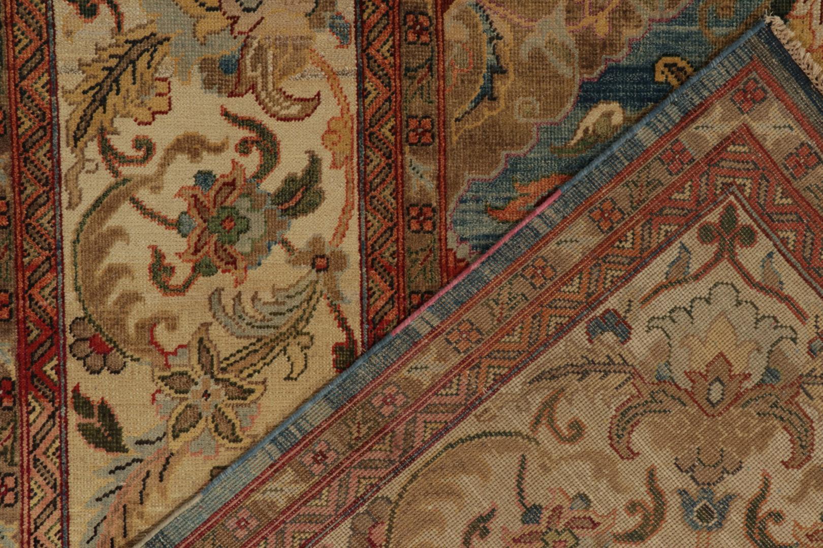 Rug & Kilim’s Classic Persian style rug in Blue and Beige-Brown Floral Patterns