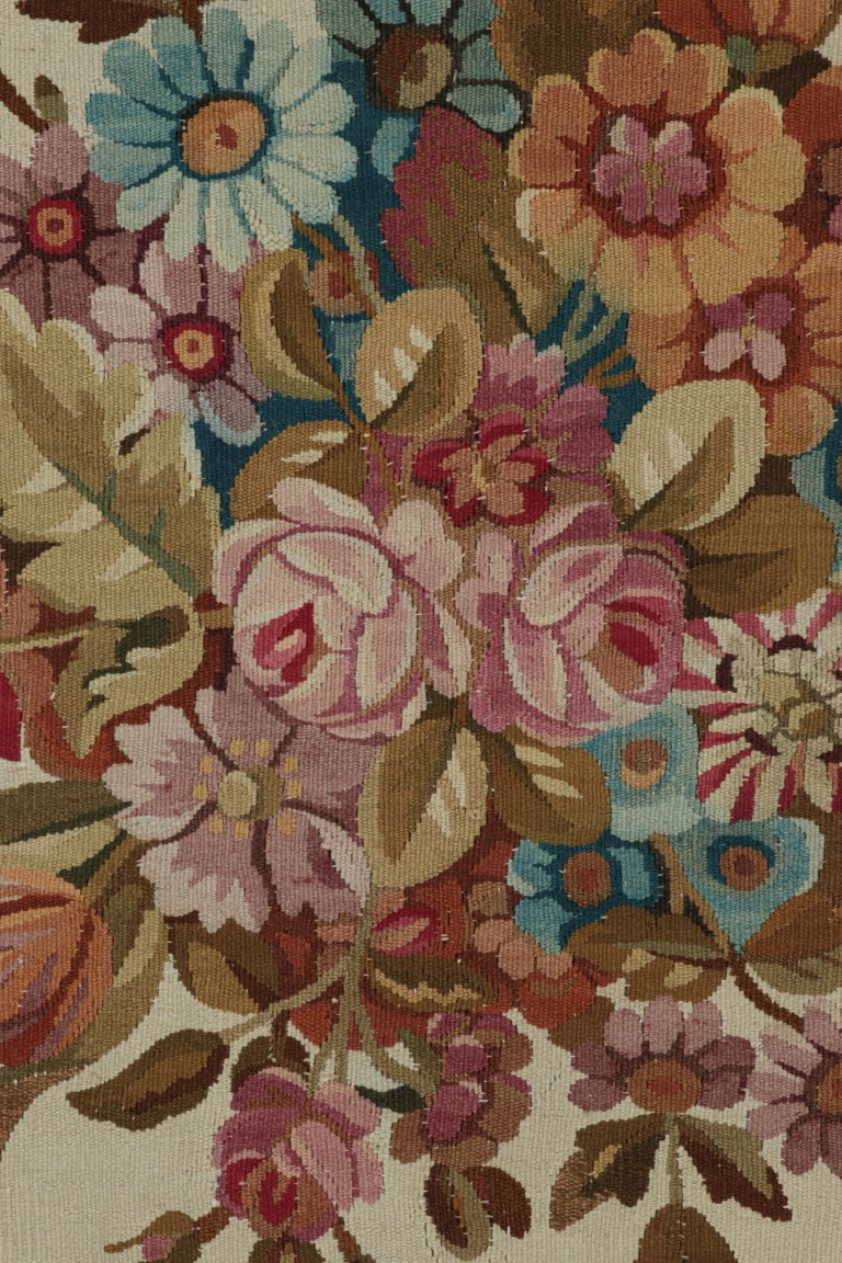 Oversized Antique Aubusson Floral Rug