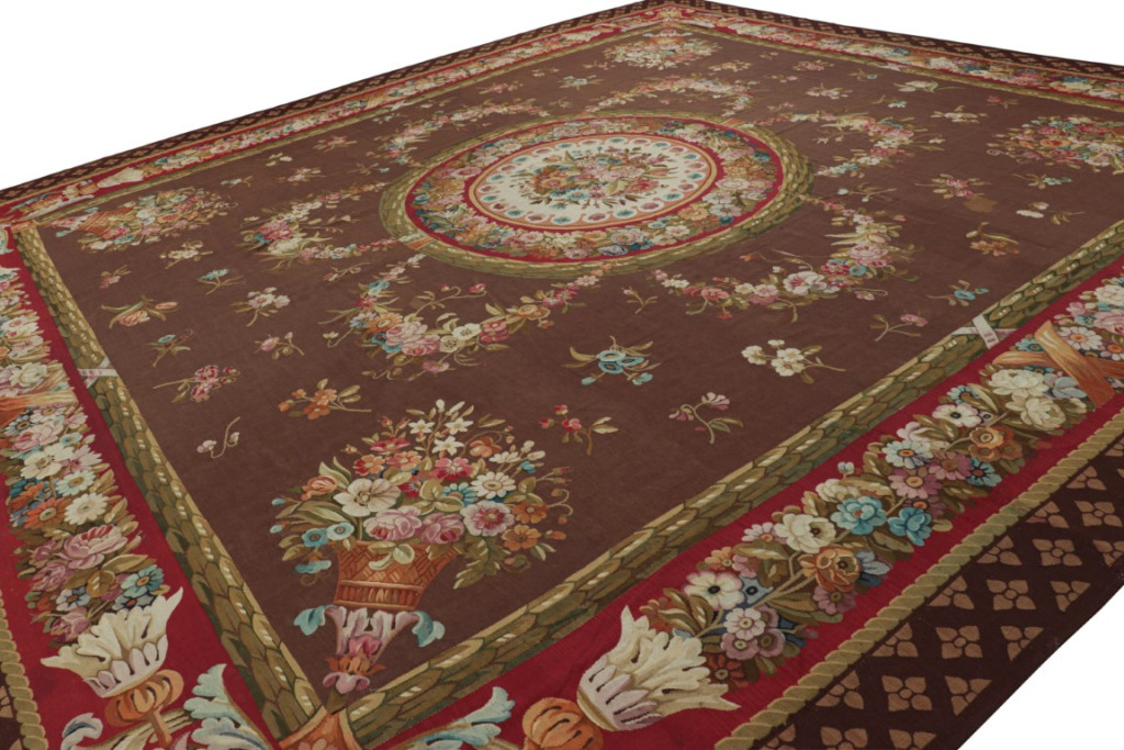 Oversized Antique Aubusson Floral Rug