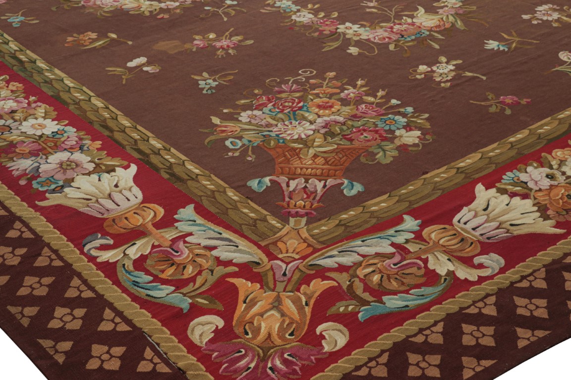 Oversized Antique Aubusson Floral Rug
