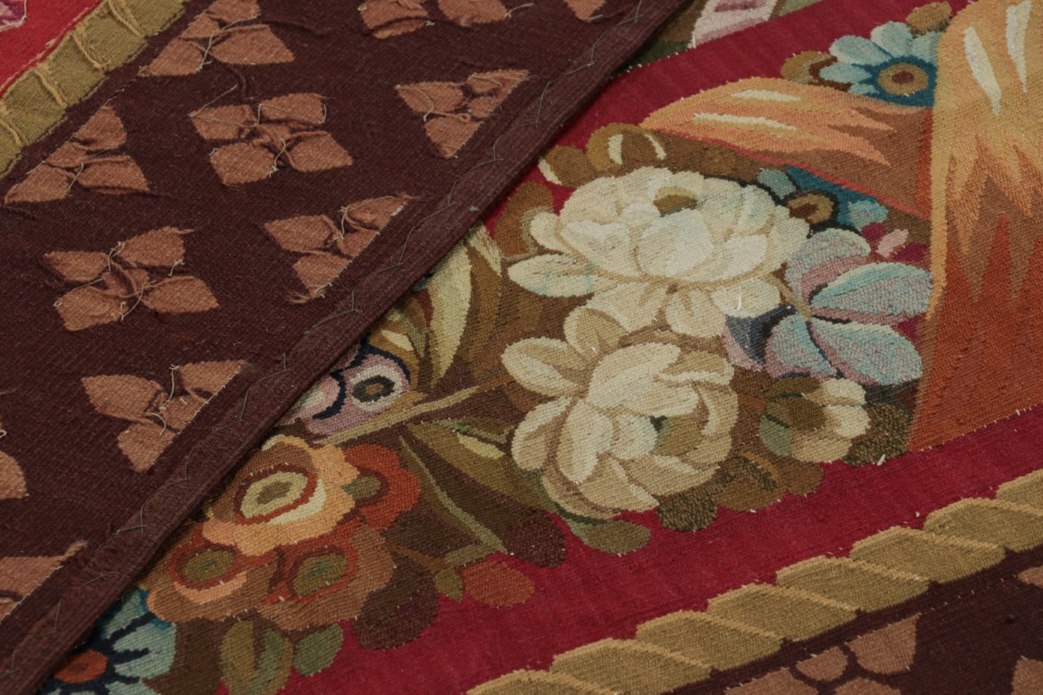 Oversized Antique Aubusson Floral Rug