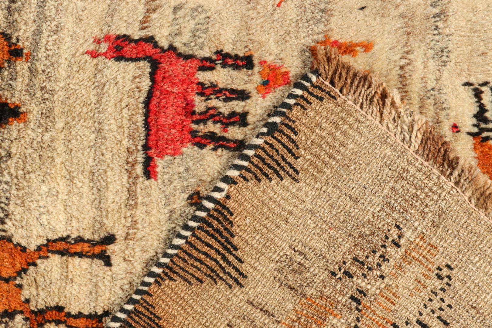 This vintage 3x4 Gabbeh Persian rug is from the latest entries in