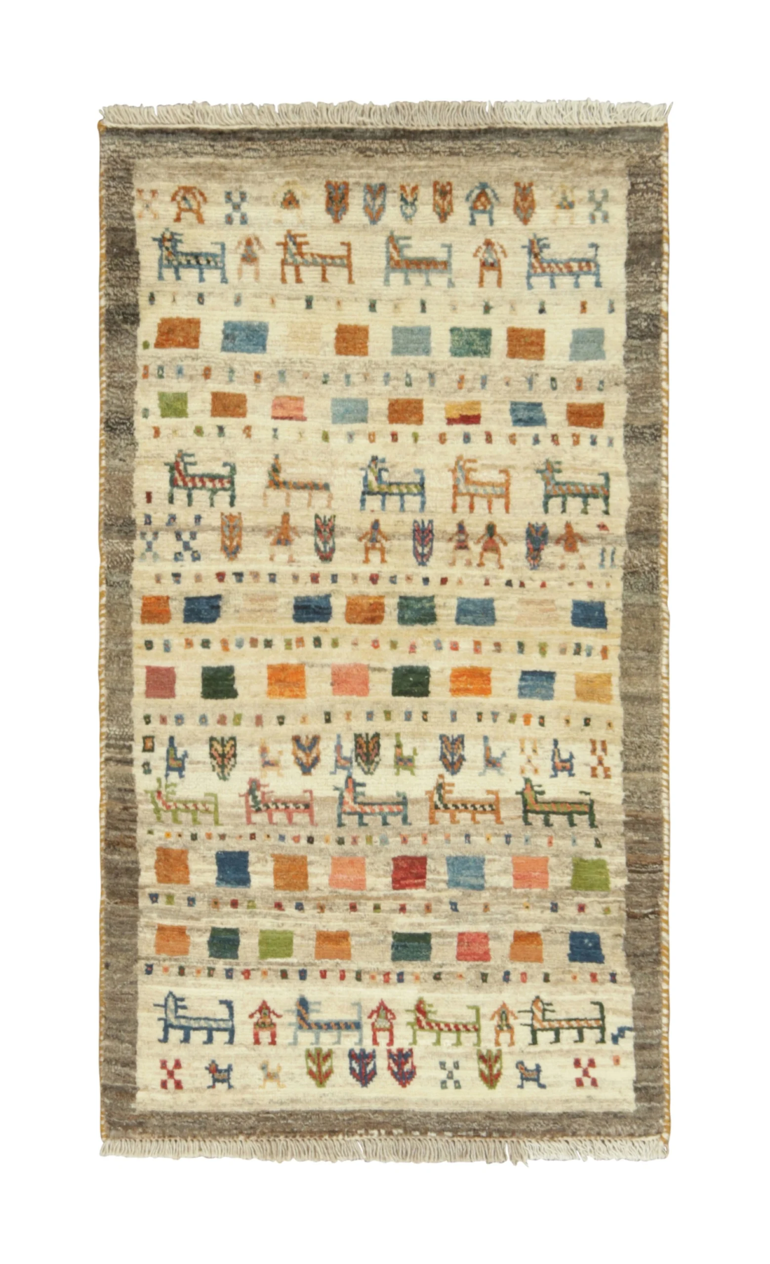 Vintage Gabbeh Pictorial Rug