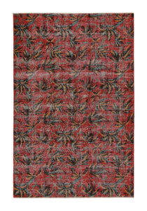 VINTAGE DISTRESSED ZEKI MUREN RUG IN RED AND BLACK PATTERNS BY RUG KILIM 26378 55x83 1