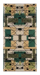 VINTAGE ZEKI MUREN RUNNER IN BEIGE GOLD GREEN PATTERNS BY RUG KILIM 27113 3 3x6 7 1