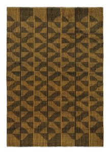 VINTAGE ZEKI MUREN RUG IN OCHRE AND BLACK GEOMETRIC PATTERNS BY RUG KILIM 27122 7 2x10 4 1 1