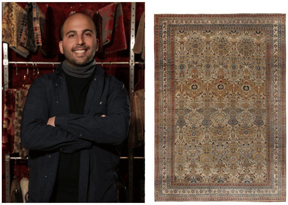 Cyrus's Pick June 2022 Antique Persian Kerman Rug In Green, Beige-Brown & Blue Floral Pattern, chosen by Rug & Kilim Vice President Cyrus Nazmiyal