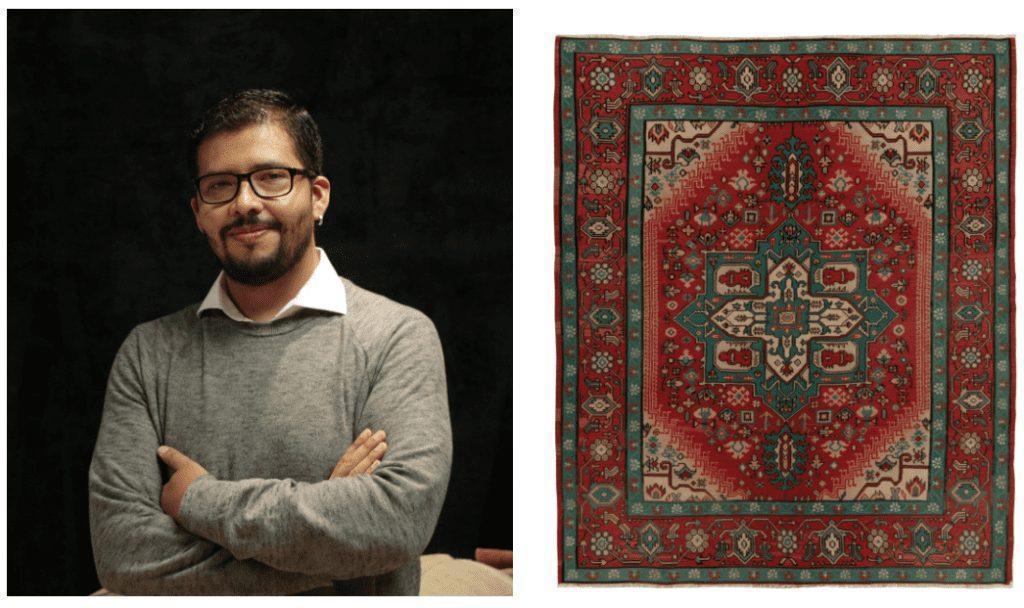Andres's Pick June 2022 Vintage Bessarabian Kilim In Red With Blue Medallion Floral Pattern, chosen by Rug & Kilim Lead Photographer Andres Mercado