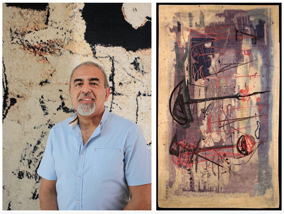 Wilson's Pick June 2022 Antique Abstract Geometric Beige Blue And Pink Wool Rug, chosen by Wilson Ojeda of Rug & Kilim logistics