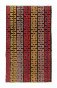 VINTAGE ZEKI MUREN RUG IN OCHRE RED AND PINK GEOMETRIC PATTERNS BY RUG KILIM 27111 3 10x6 7 1