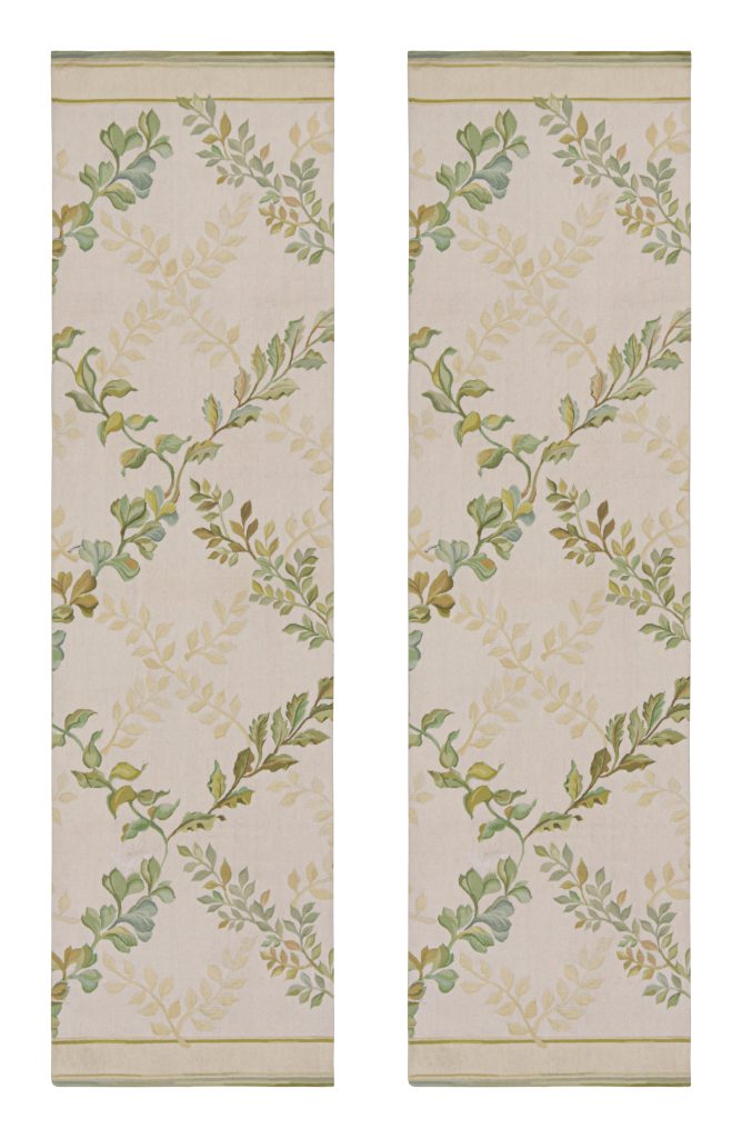 Rug & Kilim’s Tudor Style Flatweave Runner in Cream & Green Floral Patterns