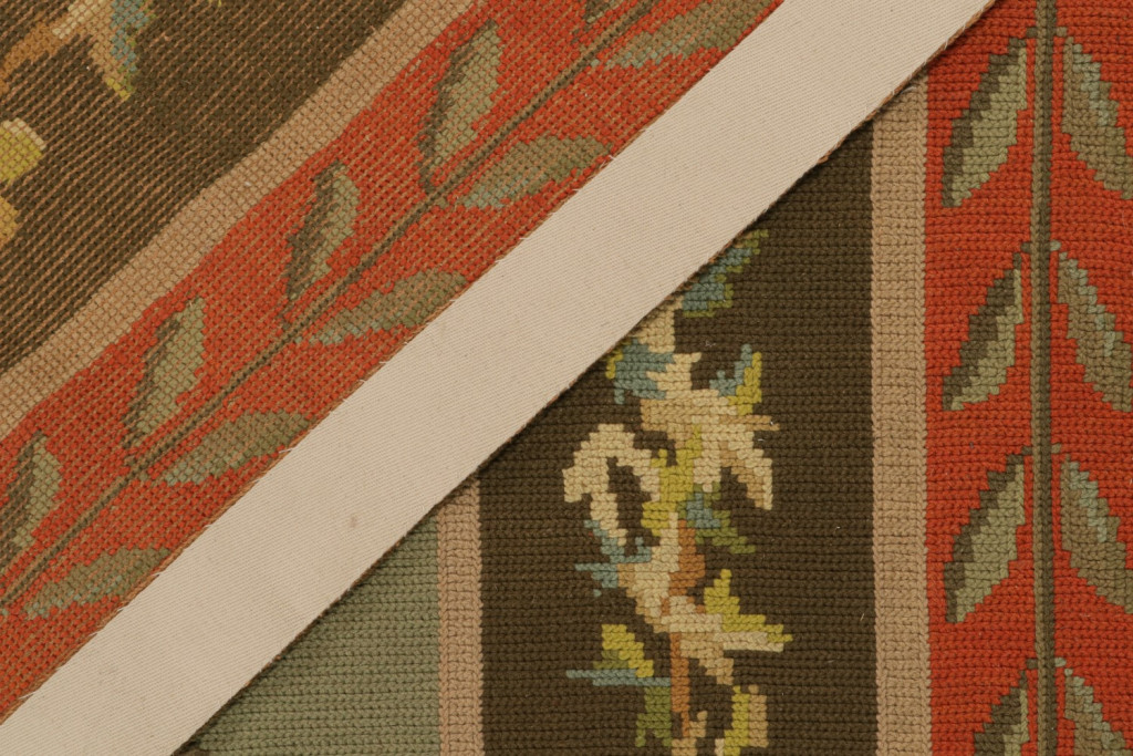 Antique Green Arraiolos Needlepoint Rug