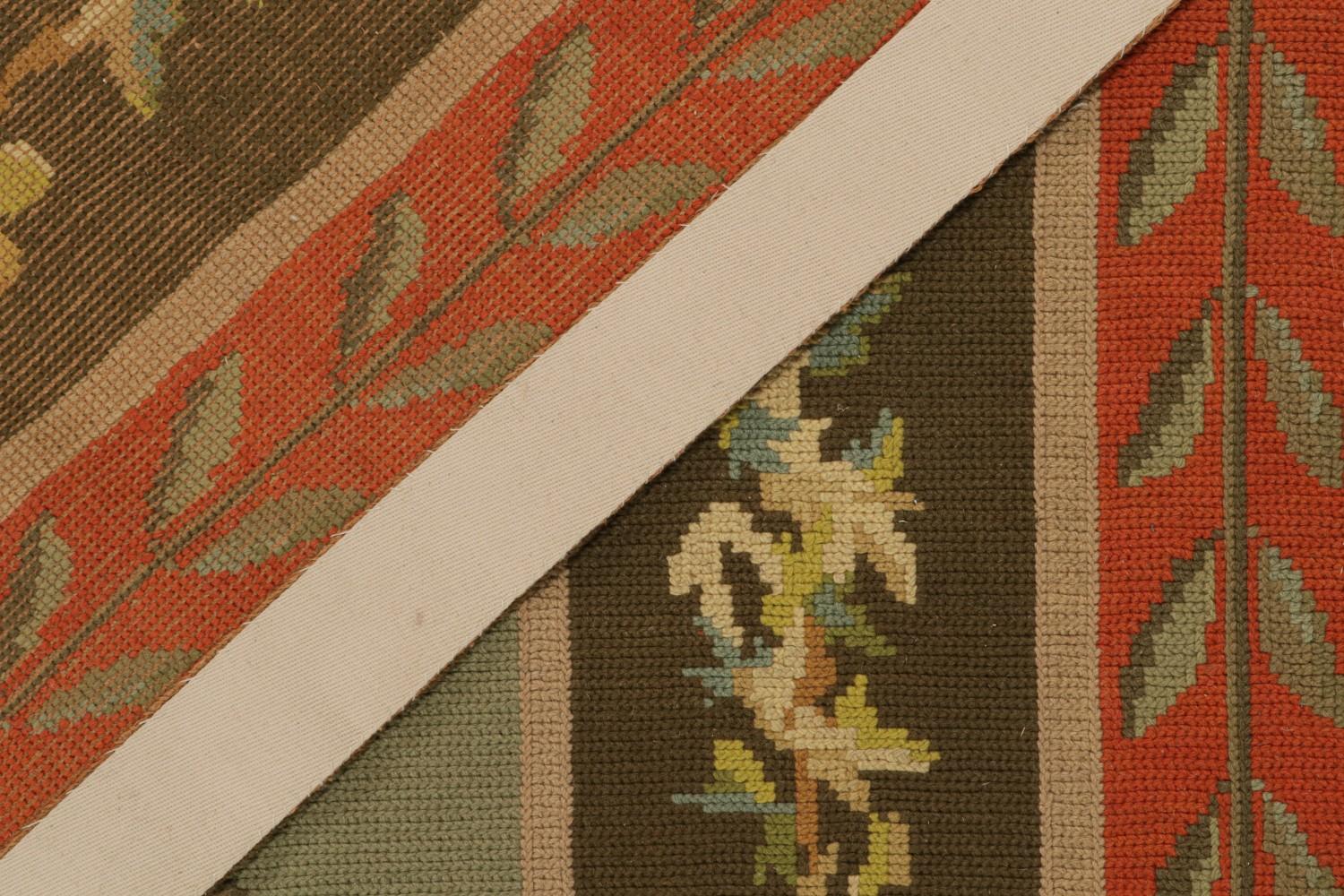Antique Green Arraiolos Needlepoint Rug