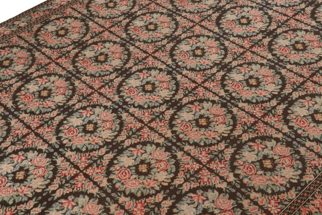 Antique Spanish Needlepoint Rug with Botanical Patterns