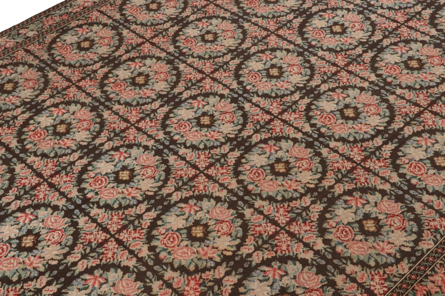 Antique Spanish Needlepoint Rug with Botanical Patterns