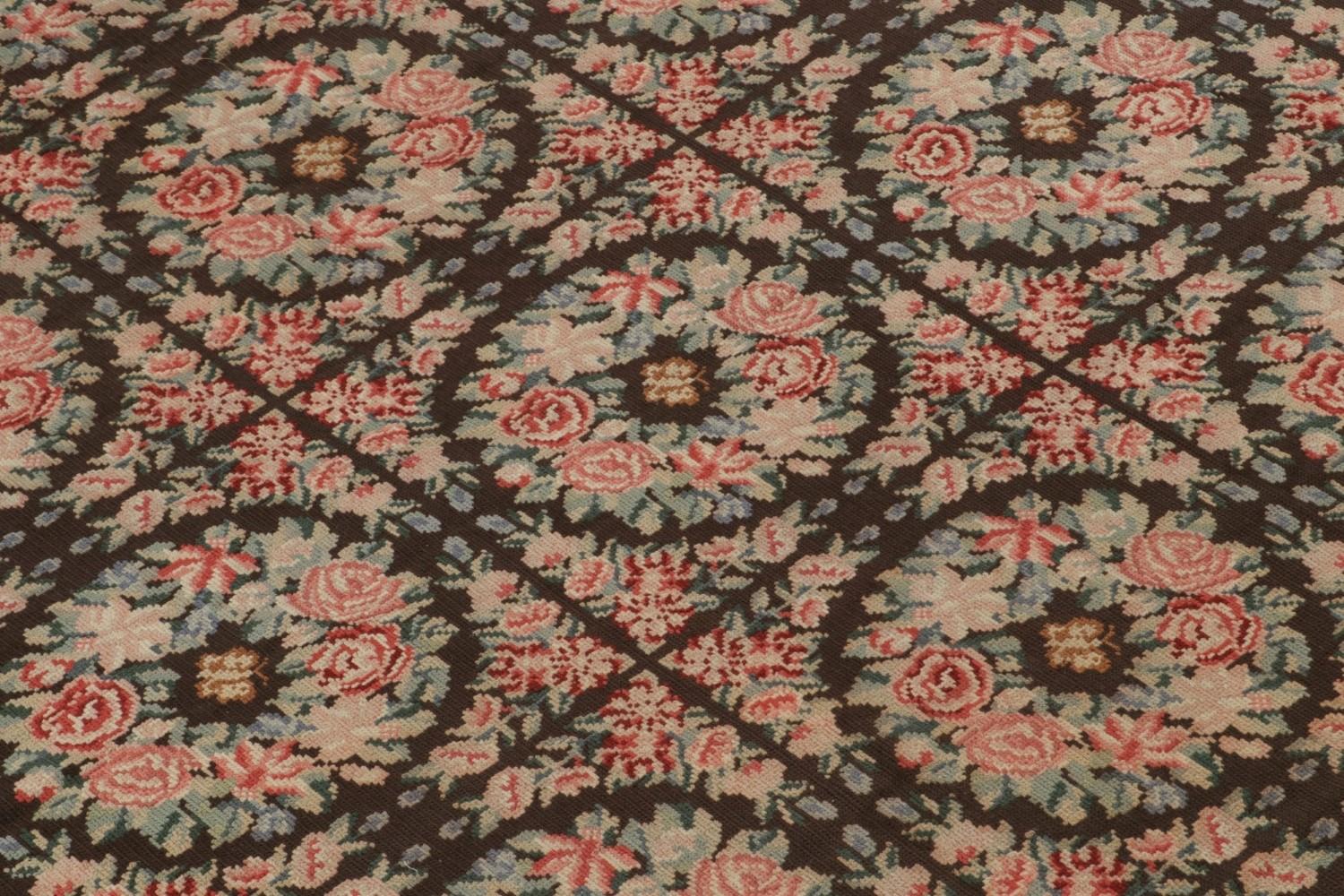 Antique Spanish Needlepoint Rug with Botanical Patterns