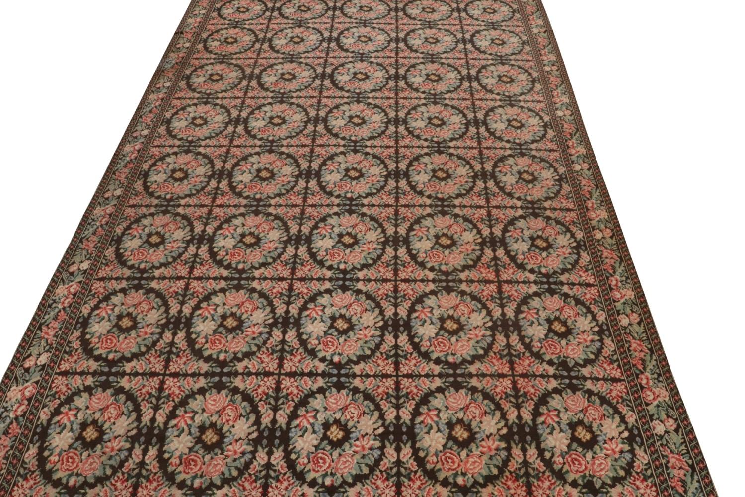 Antique Spanish Needlepoint Rug with Botanical Patterns