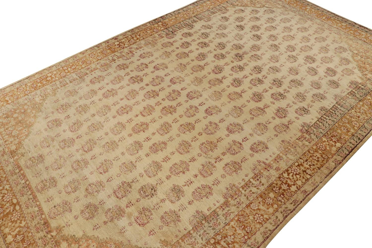 Oversized Antique Agra Rug in Gold