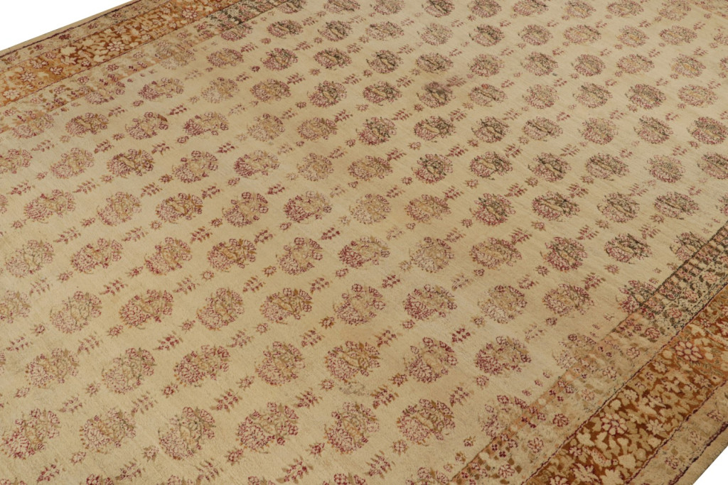 Oversized Antique Agra Rug in Gold