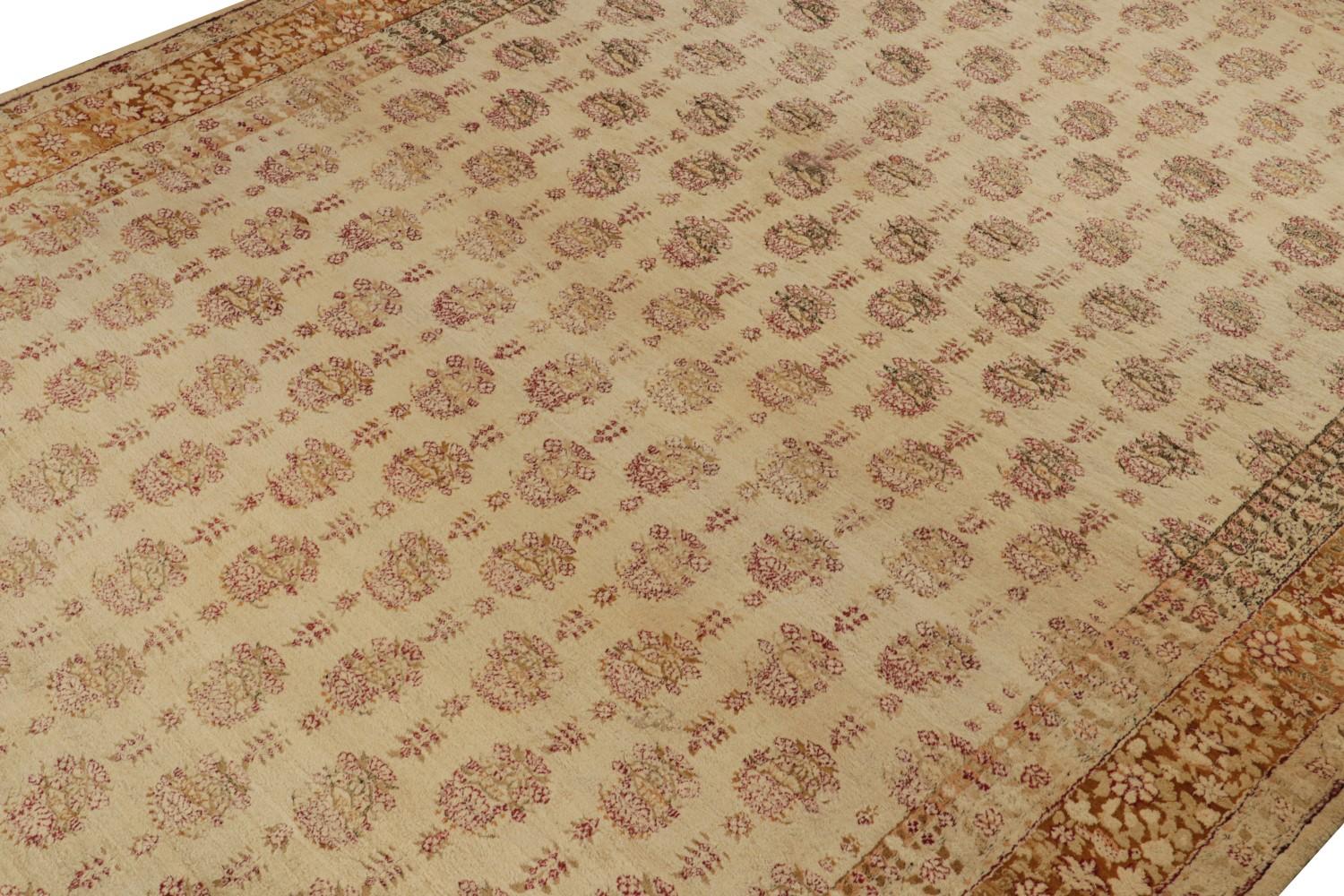 Oversized Antique Agra Rug in Gold