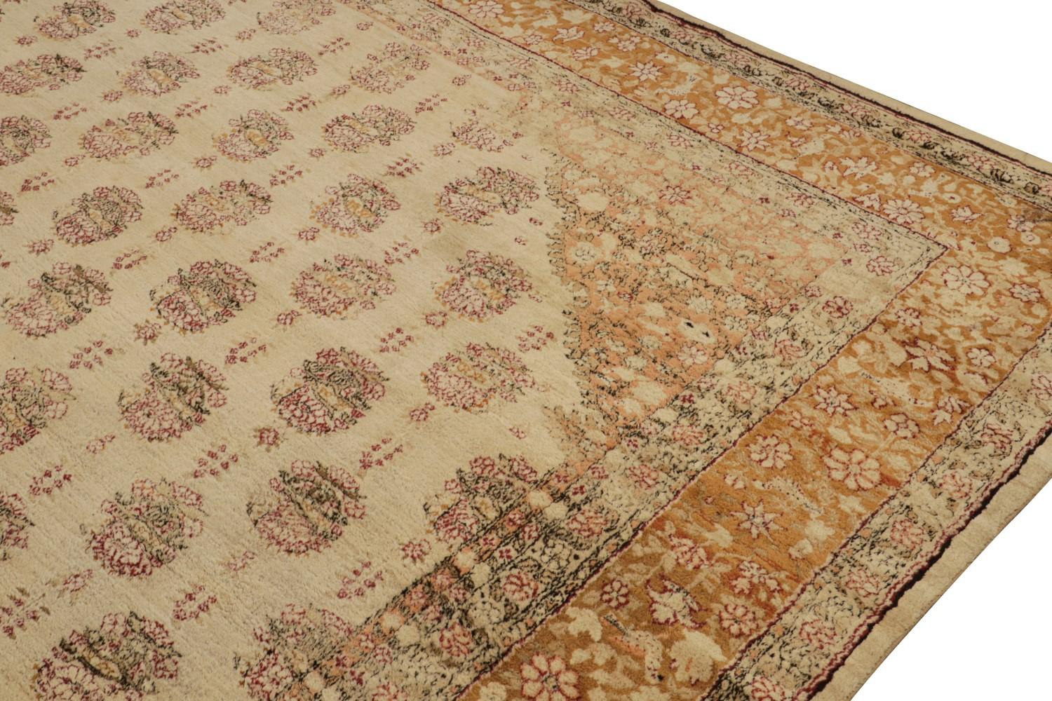Oversized Antique Agra Rug in Gold
