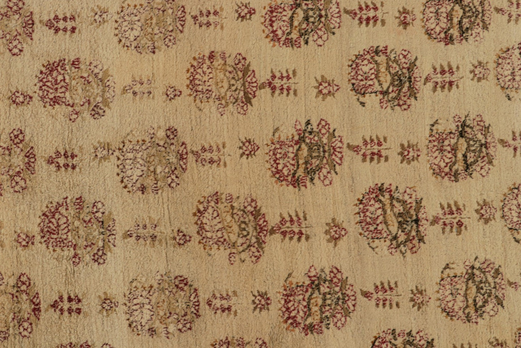 Oversized Antique Agra Rug in Gold